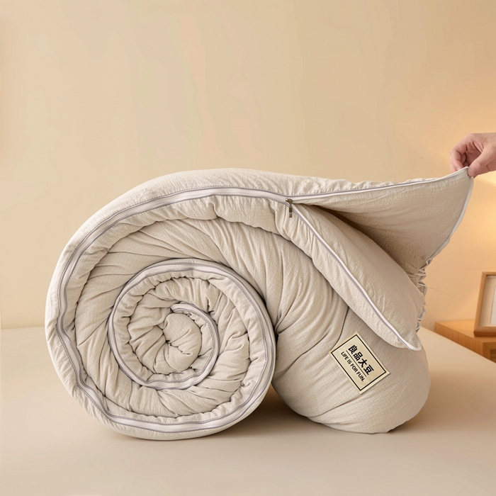 91家纺网 家纺一手货源 找家纺 鸣创 2025新款木棉良品大豆被子母被冬被被子被芯 灰色