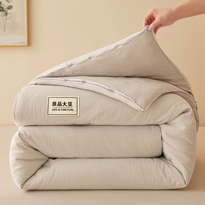 鸣创 2025新款木棉良品大豆被子母被冬被被子被芯 灰色