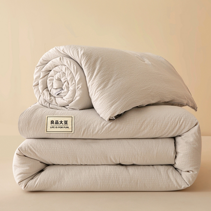 91家纺网 家纺一手货源 找家纺 鸣创 2025新款木棉良品大豆被子母被冬被被子被芯 灰色
