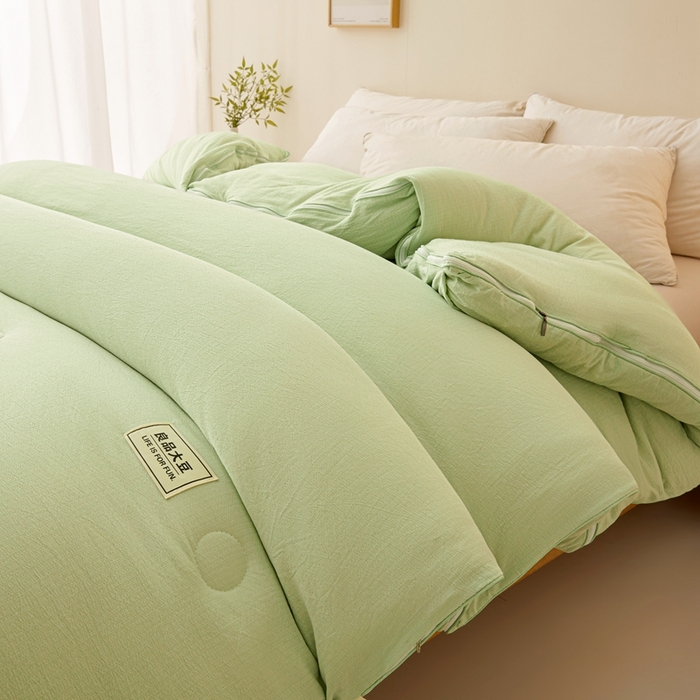 91家纺网 家纺一手货源 找家纺 鸣创 2025新款木棉良品大豆被子母被冬被被子被芯 绿色