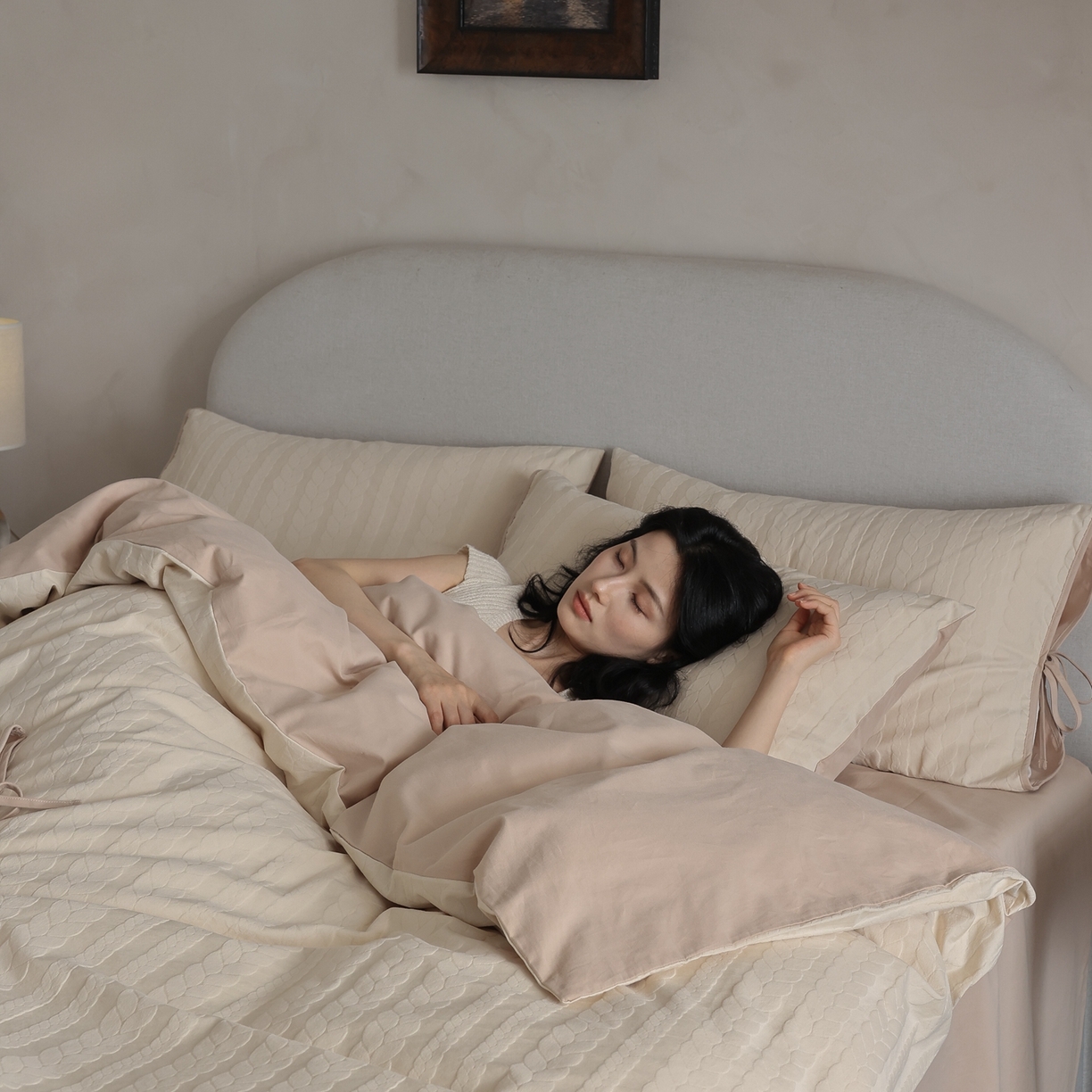 91家纺网 家纺一手货源 找家纺 玉宇阁家居 2025秋冬新品60s色织全棉纯棉磨毛大提花四件套-绑带款-第二组图 绑带款-淡琉璃