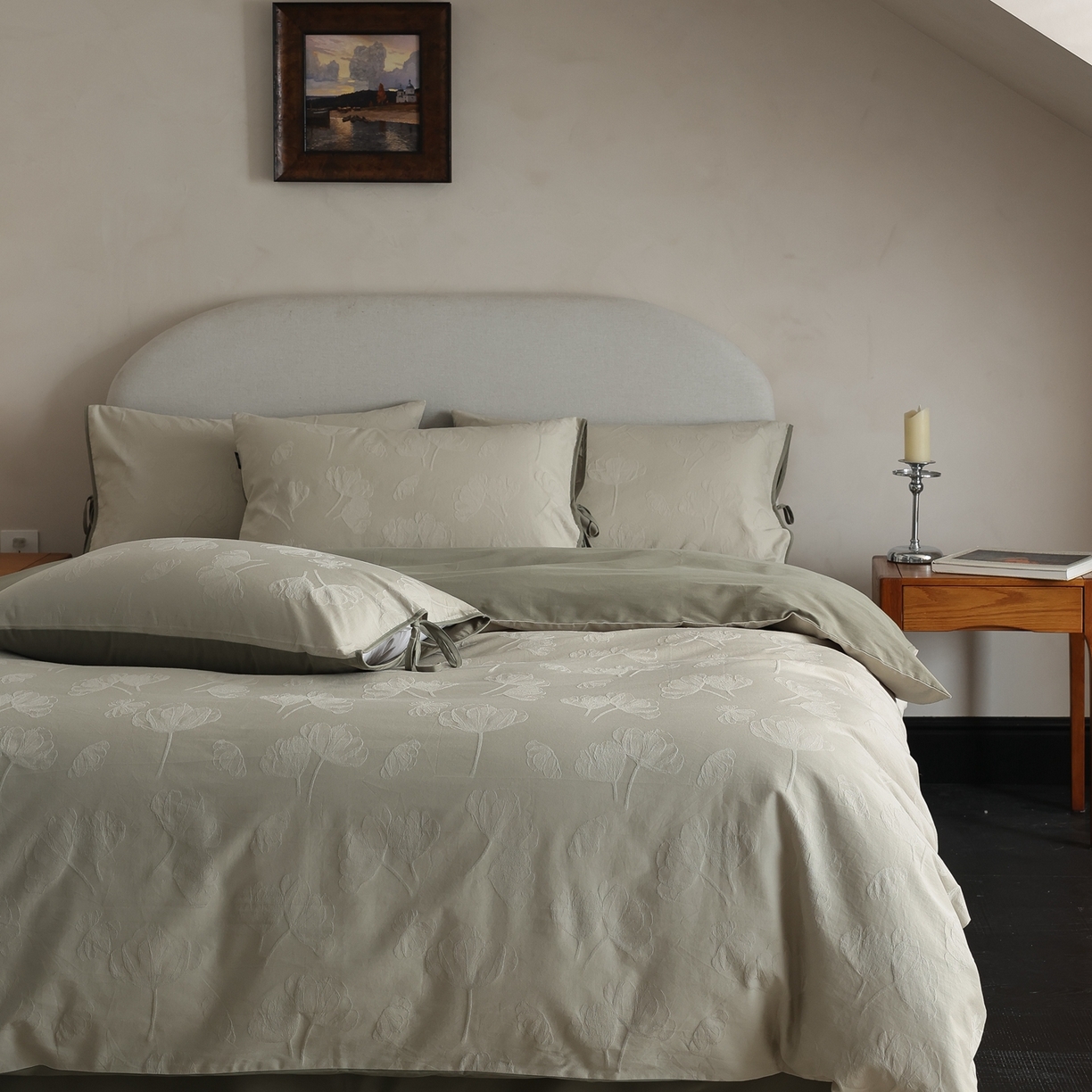 91家纺网 家纺一手货源 找家纺 玉宇阁家居 2025秋冬新品60s色织全棉纯棉磨毛大提花四件套-绑带款-第二组图 绑带款-芊芊绿雪