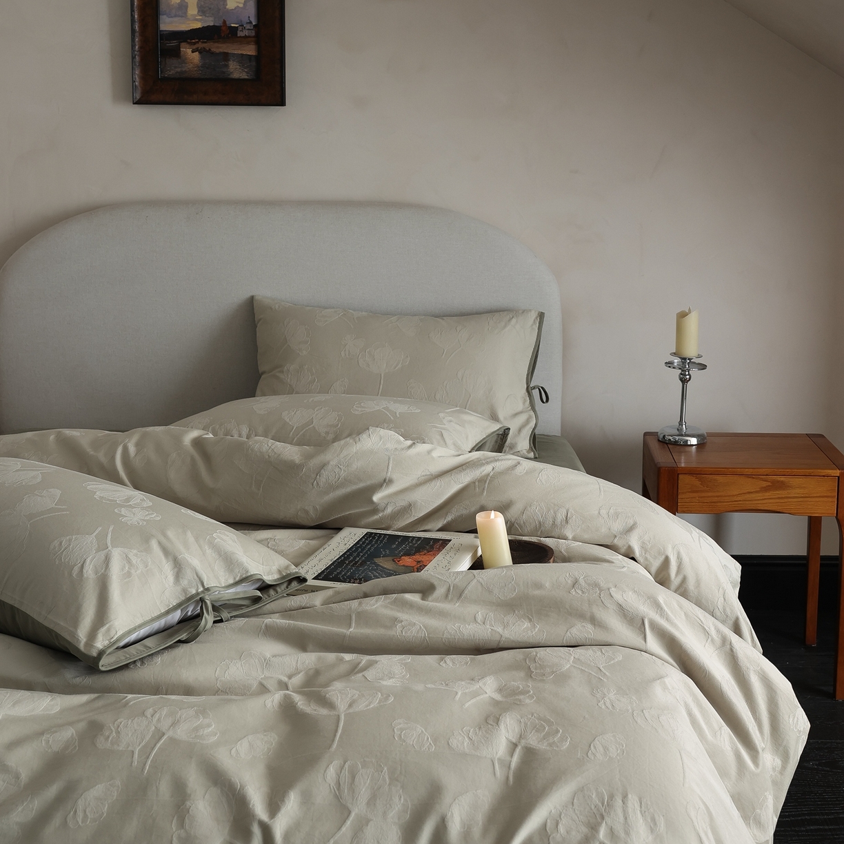 91家纺网 家纺一手货源 找家纺 玉宇阁家居 2025秋冬新品60s色织全棉纯棉磨毛大提花四件套-绑带款-第二组图 绑带款-芊芊绿雪