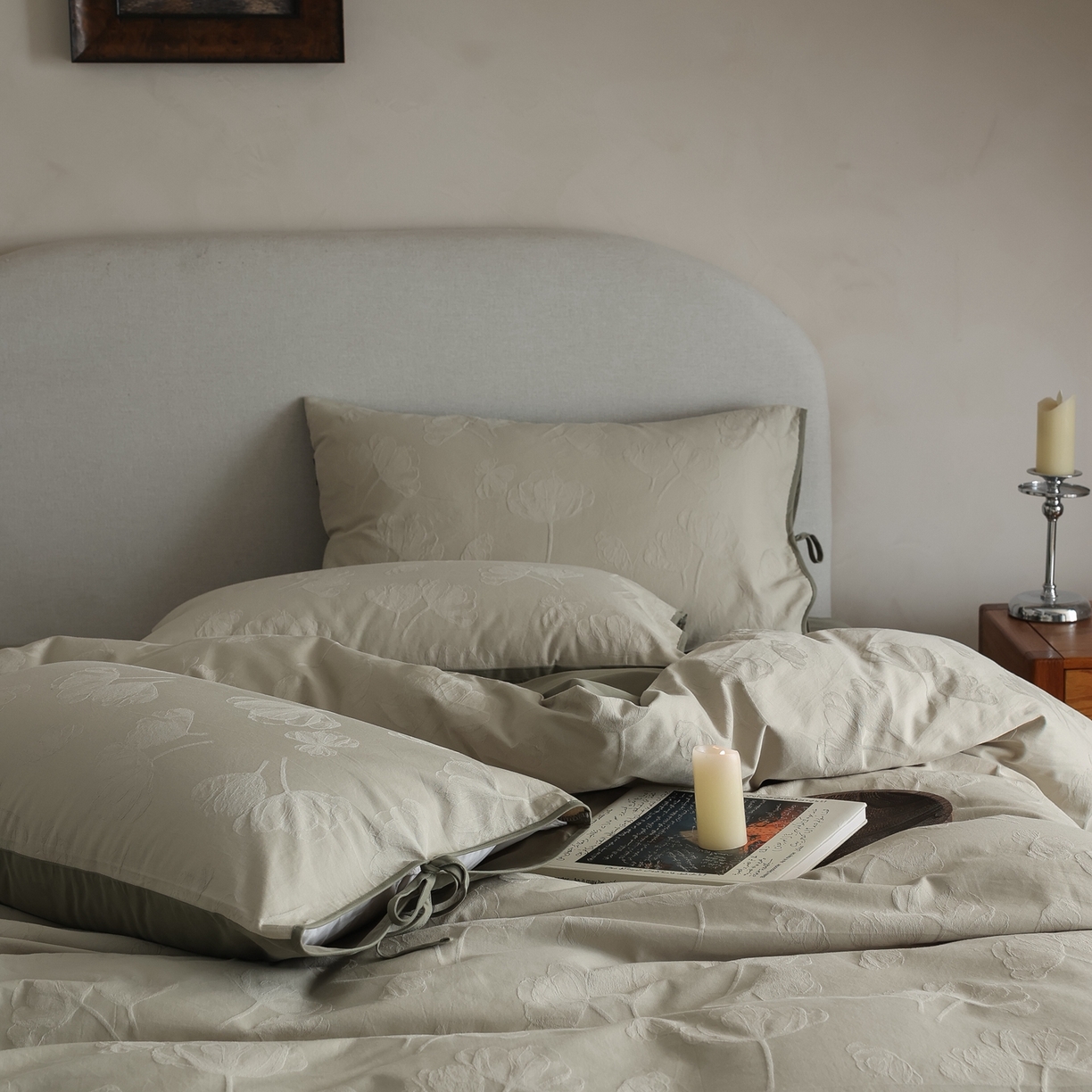 91家纺网 家纺一手货源 找家纺 玉宇阁家居 2025秋冬新品60s色织全棉纯棉磨毛大提花四件套-绑带款-第二组图 绑带款-芊芊绿雪