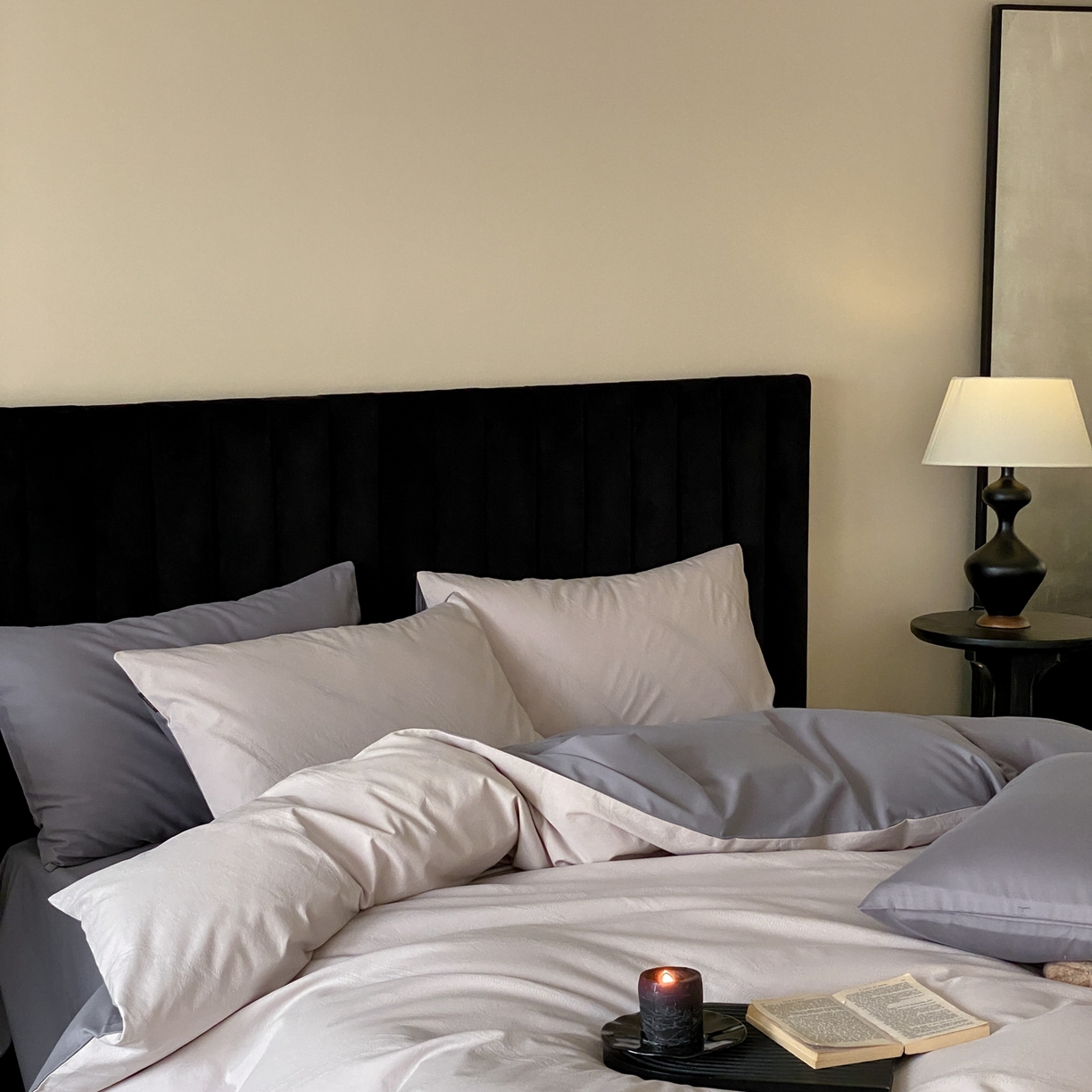 91家纺网 家纺一手货源 找家纺 （总）玉宇阁家居 2025秋冬新品60s色织全棉纯棉磨毛大提花四件套-简约款