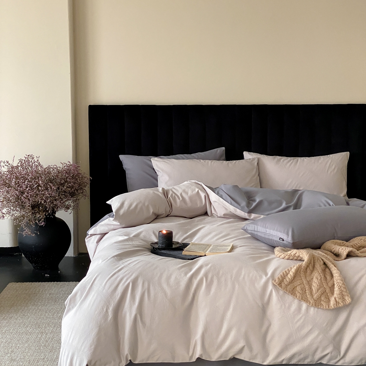 91家纺网 家纺一手货源 找家纺 （总）玉宇阁家居 2025秋冬新品60s色织全棉纯棉磨毛大提花四件套-简约款