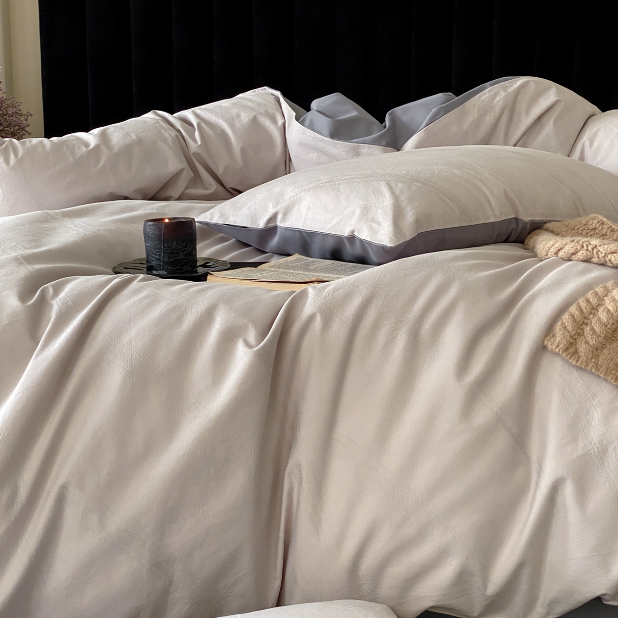 91家纺网 家纺一手货源 找家纺 （总）玉宇阁家居 2025秋冬新品60s色织全棉纯棉磨毛大提花四件套-简约款