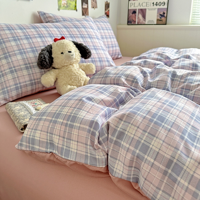 91家纺网 家纺一手货源 找家纺 新印象 2025新款ins博主风亲肤棉四件套-无印风 芝加哥