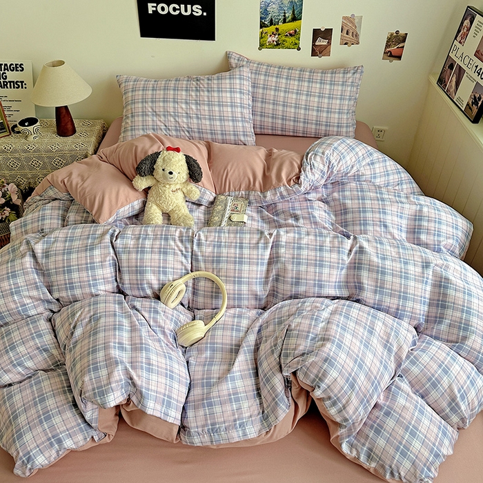 91家纺网 家纺一手货源 找家纺 新印象 2025新款ins博主风亲肤棉四件套-无印风 芝加哥