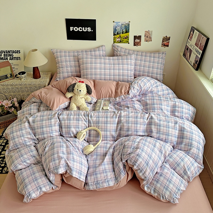 91家纺网 家纺一手货源 找家纺 新印象 2025新款ins博主风亲肤棉四件套-无印风 芝加哥