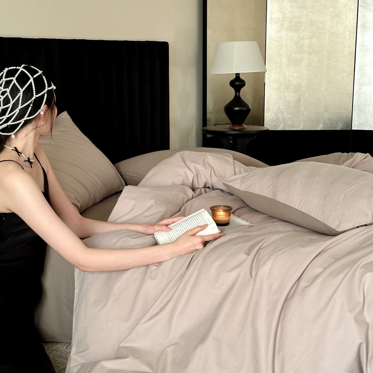 91家纺网 家纺一手货源 找家纺 玉宇阁家居 2025秋冬新品60s色织全棉纯棉磨毛大提花四件套-简约款 海芋颂语-颂语