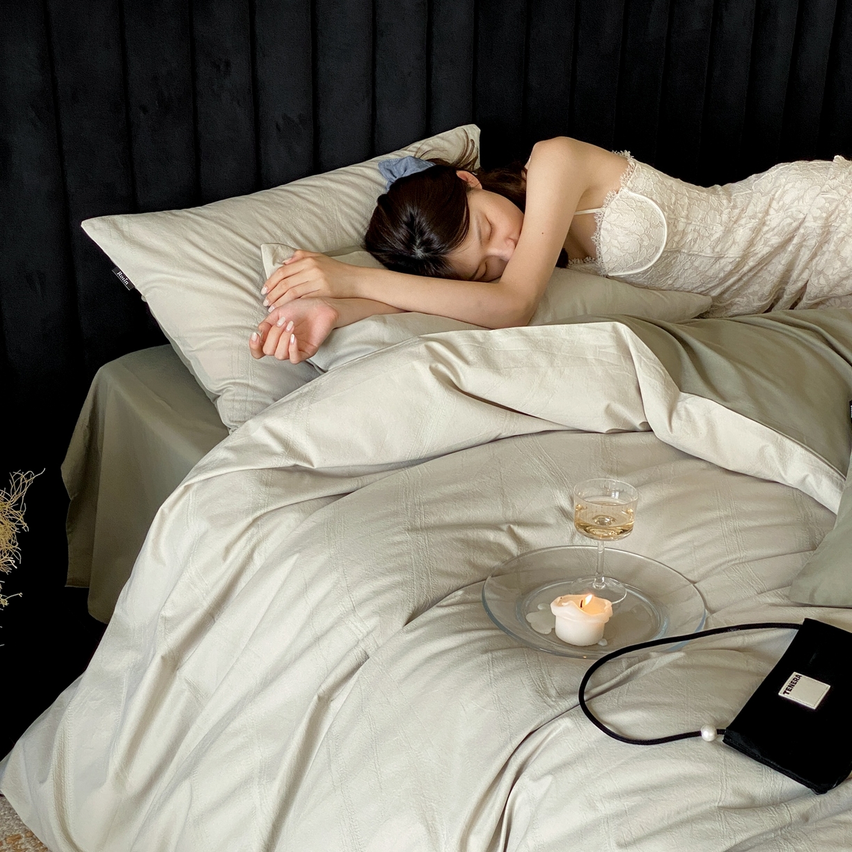 玉宇阁家居 2025秋冬新品60s色织全棉纯棉磨毛大提花四件套-简约款 松间云华-松间