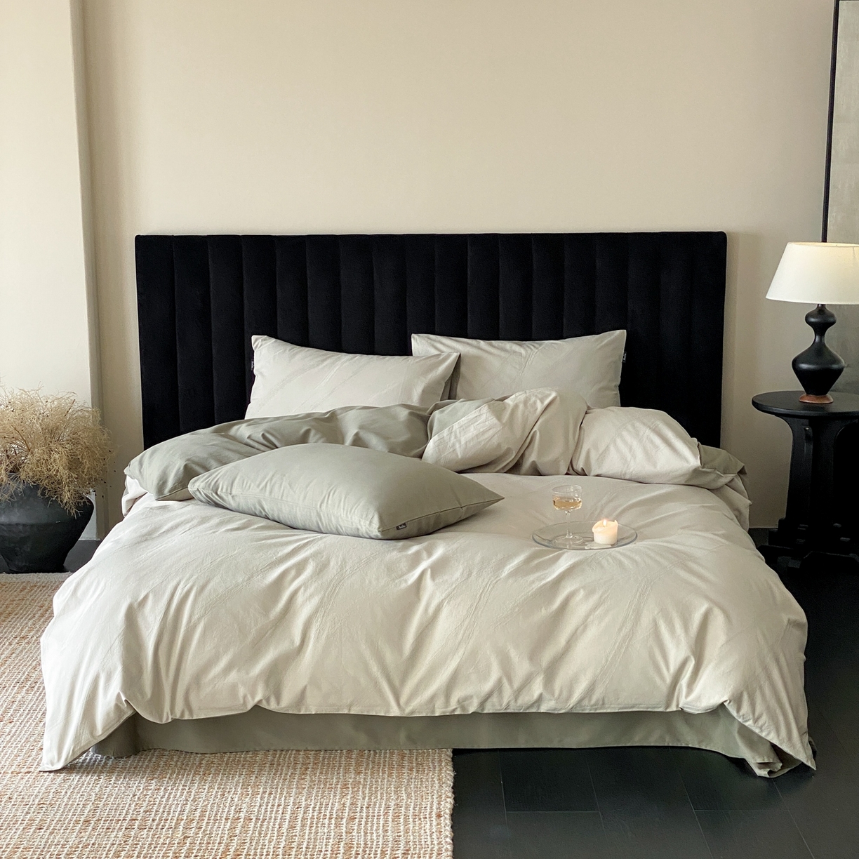 91家纺网 家纺一手货源 找家纺 玉宇阁家居 2025秋冬新品60s色织全棉纯棉磨毛大提花四件套-简约款 松间云华-松间