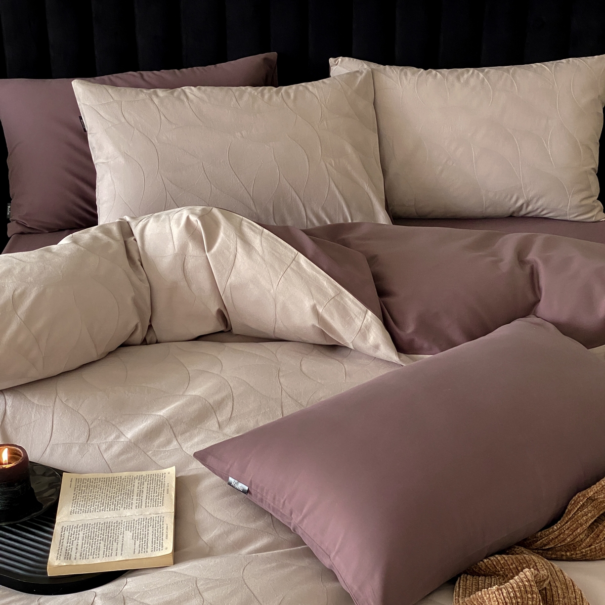 91家纺网 家纺一手货源 找家纺 玉宇阁家居 2025秋冬新品60s色织全棉纯棉磨毛大提花四件套-简约款 玄桦-苍山赴雪