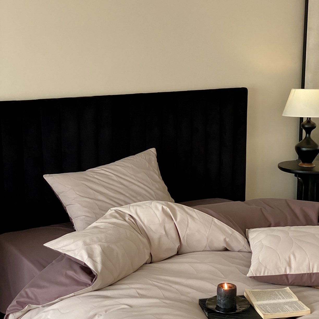 91家纺网 家纺一手货源 找家纺 玉宇阁家居 2025秋冬新品60s色织全棉纯棉磨毛大提花四件套-简约款 玄桦-苍山赴雪