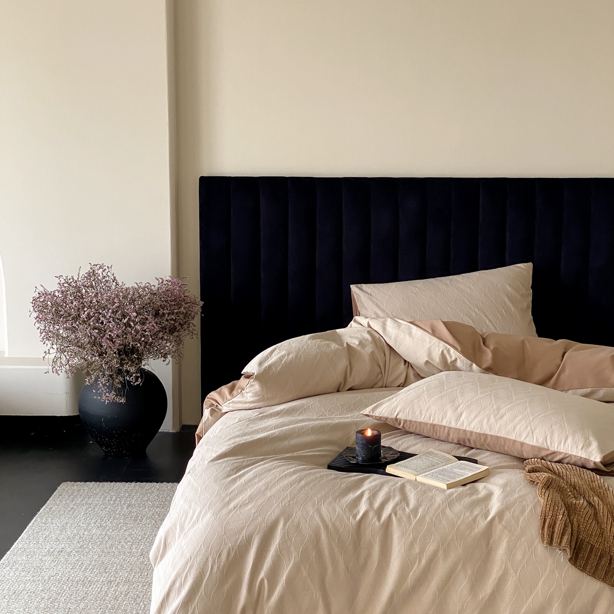 91家纺网 家纺一手货源 找家纺 玉宇阁家居 2025秋冬新品60s色织全棉纯棉磨毛大提花四件套-简约款 云玺-落日熔金