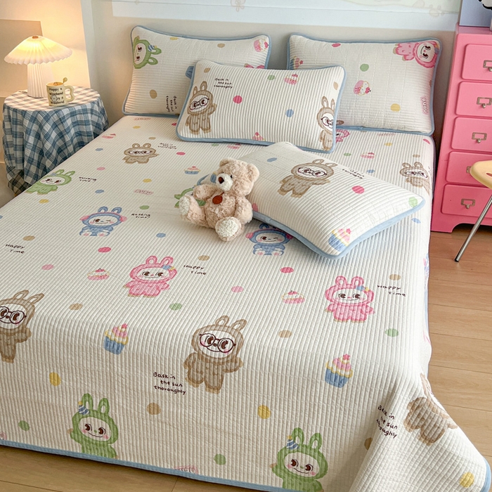 91家纺网 家纺一手货源 找家纺 茉夕家纺 2025新款跑量款暖绒纯棉印花水洗床盖 床盖单件 彩萌布布