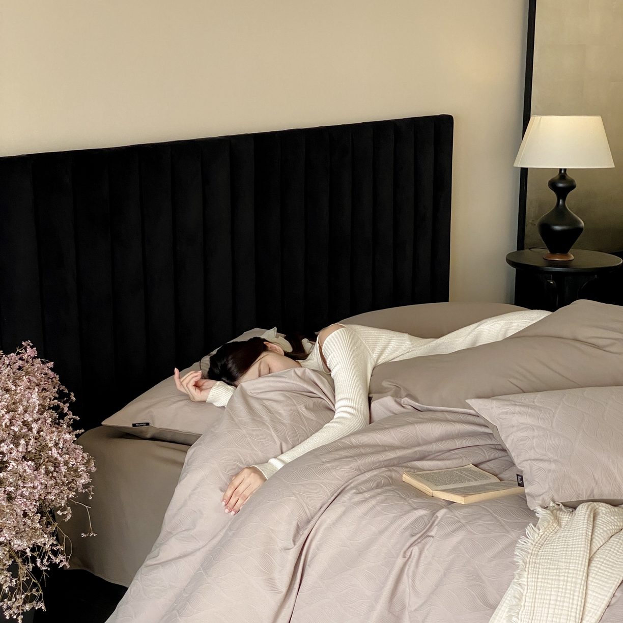 玉宇阁家居 2025秋冬新品60s色织全棉纯棉磨毛大提花四件套-简约款 云玺-清晨薄雾