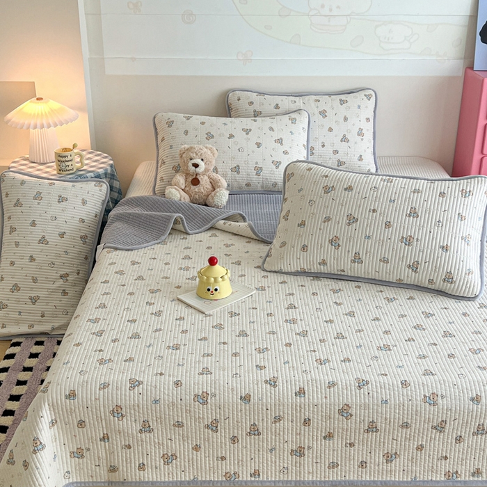 91家纺网 家纺一手货源 找家纺 茉夕家纺 2025新款跑量款暖绒纯棉印花水洗床盖 床盖单件 咖啡狗