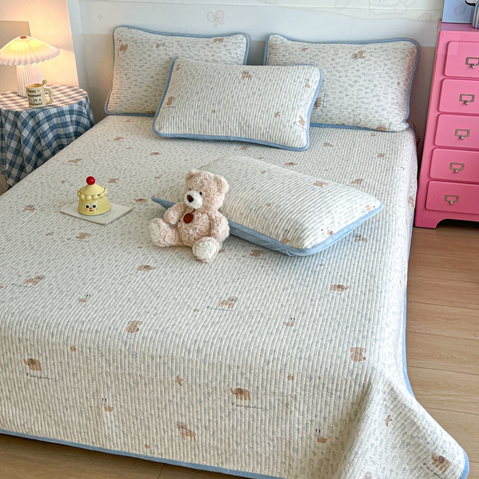 91家纺网 家纺一手货源 找家纺 茉夕家纺 2025新款跑量款暖绒纯棉印花水洗床盖 床盖单件 冬眠