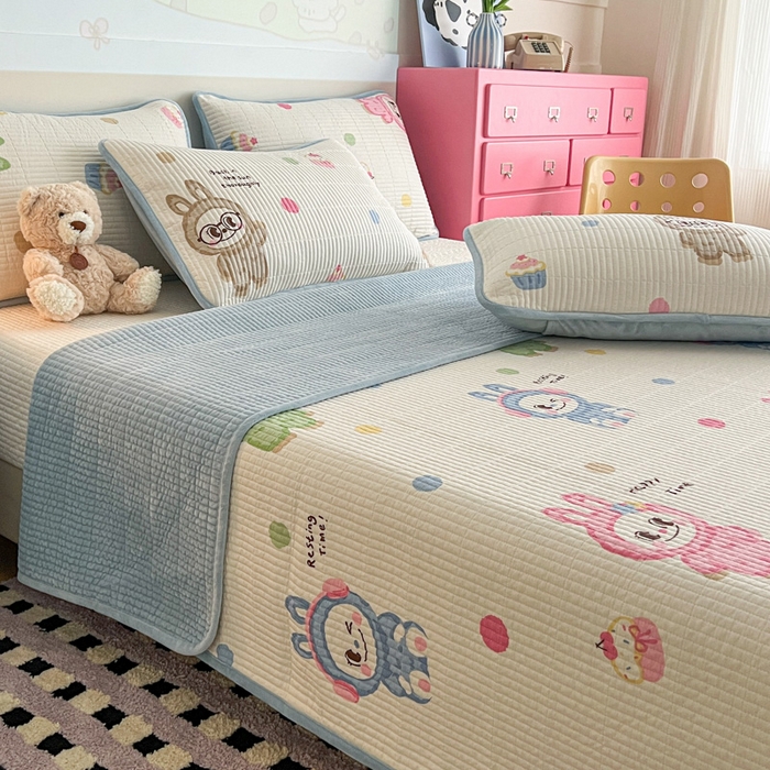 91家纺网 家纺一手货源 找家纺 茉夕家纺 2025新款跑量款暖绒纯棉印花水洗床盖 床盖单件 彩萌布布