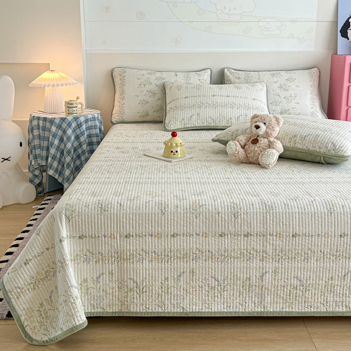 91家纺网 家纺一手货源 找家纺 茉夕家纺 2025新款跑量款暖绒纯棉印花水洗床盖 床盖单件 丛草集