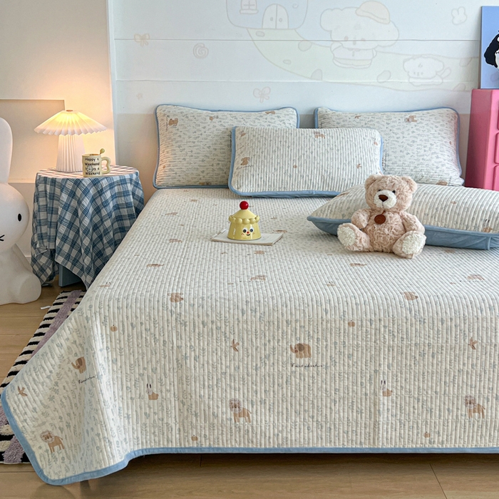 91家纺网 家纺一手货源 找家纺 茉夕家纺 2025新款跑量款暖绒纯棉印花水洗床盖 床盖单件 冬眠