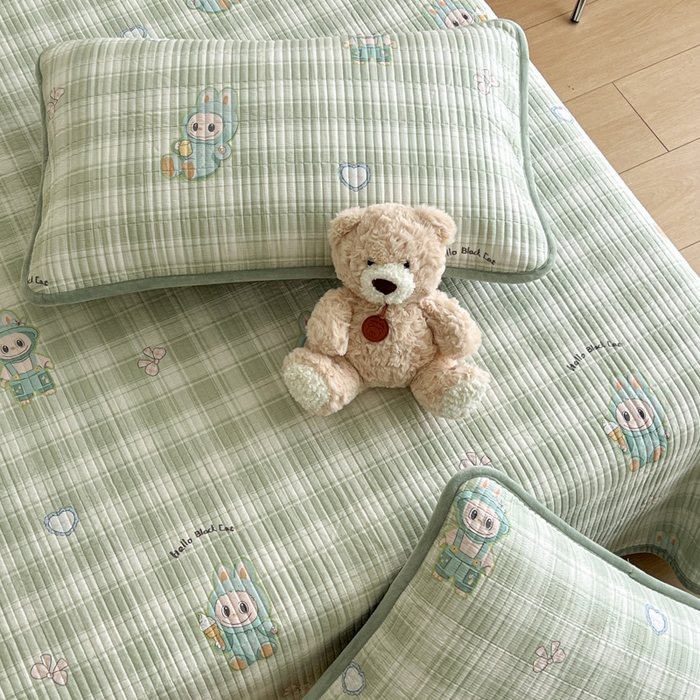 91家纺网 家纺一手货源 找家纺 茉夕家纺 2025新款跑量款暖绒纯棉印花水洗床盖 床盖单件 薄荷布布