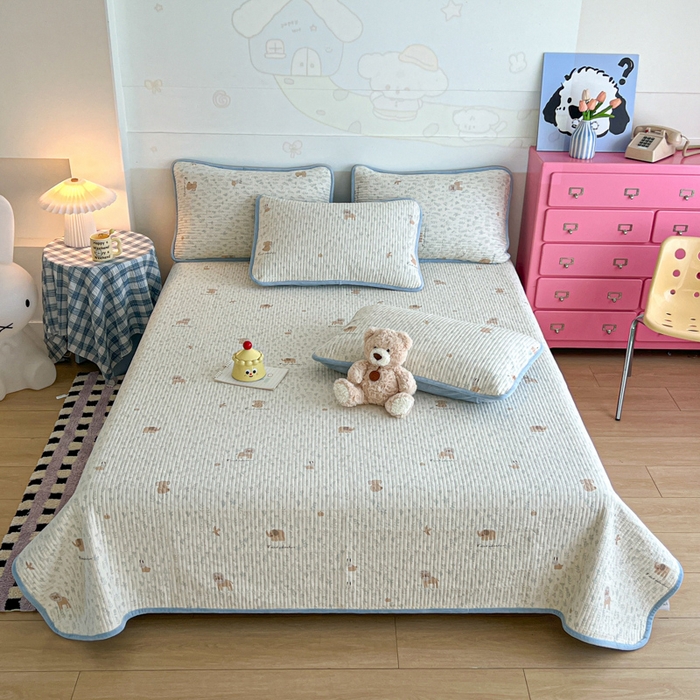 91家纺网 家纺一手货源 找家纺 茉夕家纺 2025新款跑量款暖绒纯棉印花水洗床盖 床盖单件 冬眠