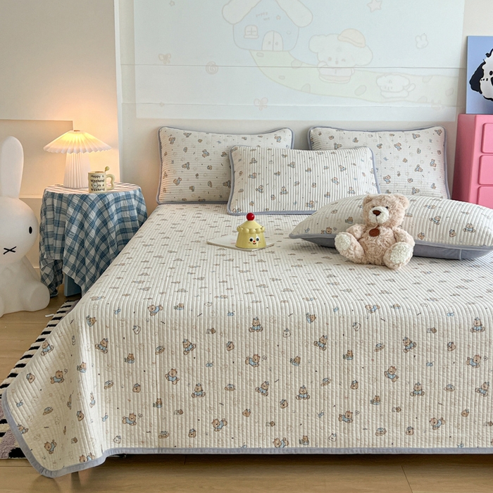 91家纺网 家纺一手货源 找家纺 茉夕家纺 2025新款跑量款暖绒纯棉印花水洗床盖 床盖单件 咖啡狗