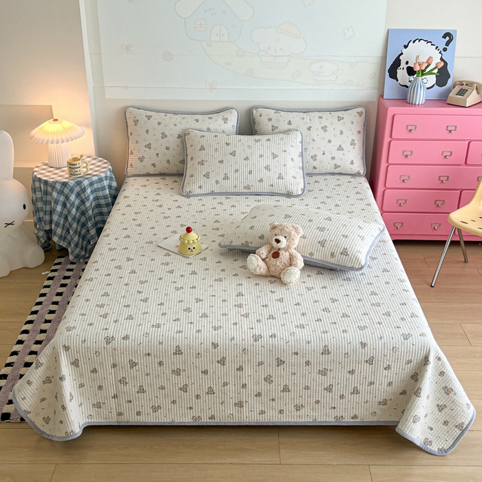 91家纺网 家纺一手货源 找家纺 茉夕家纺 2025新款跑量款暖绒纯棉印花水洗床盖 床盖单件 咖啡狗