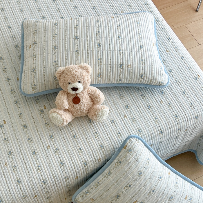 91家纺网 家纺一手货源 找家纺 茉夕家纺 2025新款跑量款暖绒纯棉印花水洗床盖 床盖单件 茶茶兔