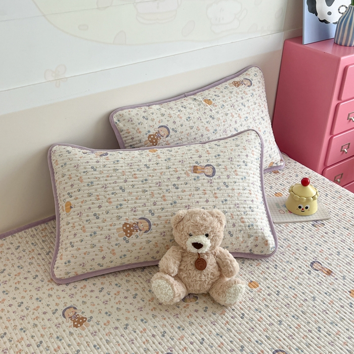 91家纺网 家纺一手货源 找家纺 茉夕家纺 2025新款跑量款暖绒纯棉印花水洗单枕套 枕套单件 碎花兔熊