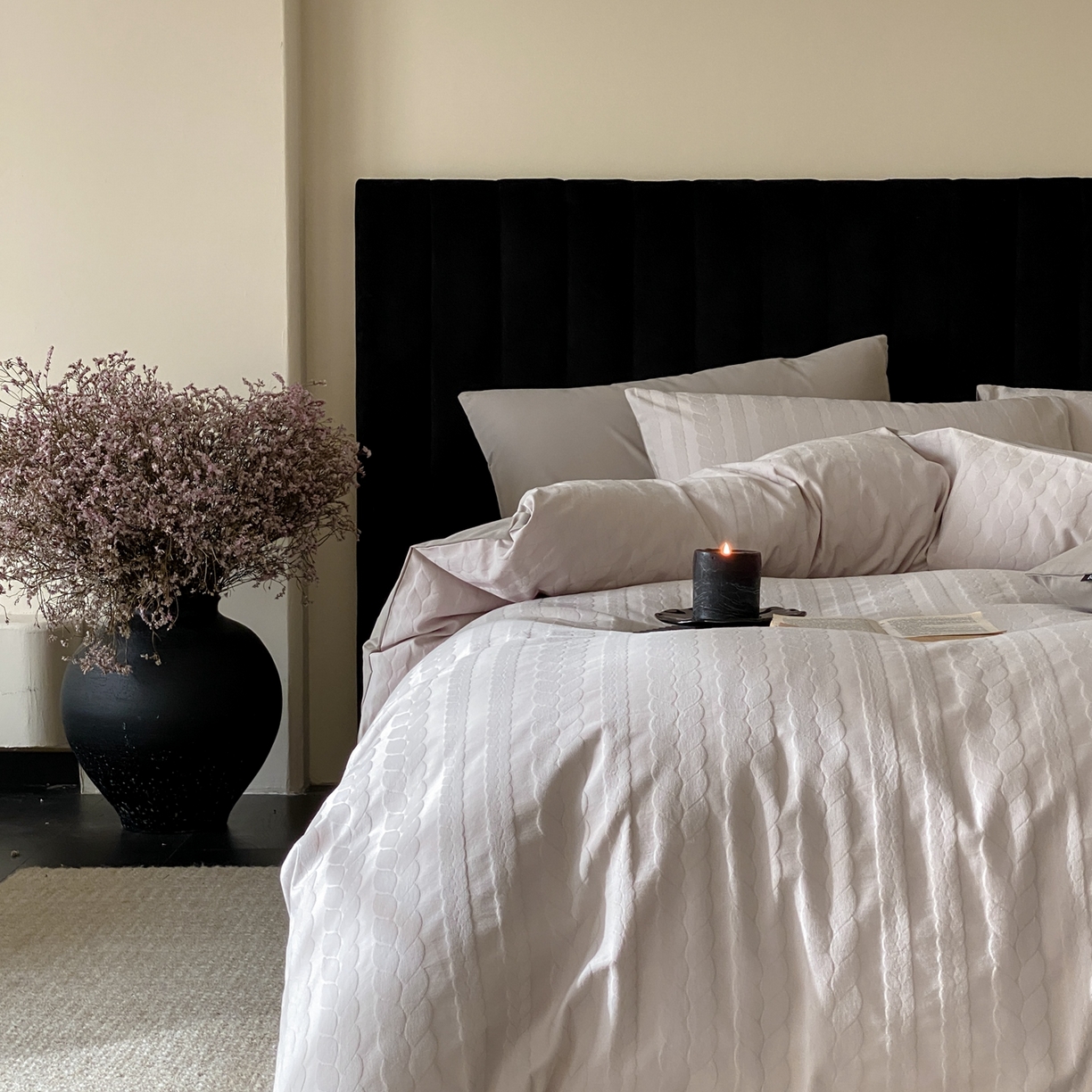 91家纺网 家纺一手货源 找家纺 玉宇阁家居 2025秋冬新品60s色织全棉纯棉磨毛大提花四件套-简约款 云与海