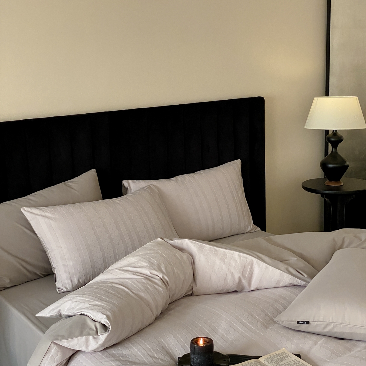 91家纺网 家纺一手货源 找家纺 玉宇阁家居 2025秋冬新品60s色织全棉纯棉磨毛大提花四件套-简约款 云与海