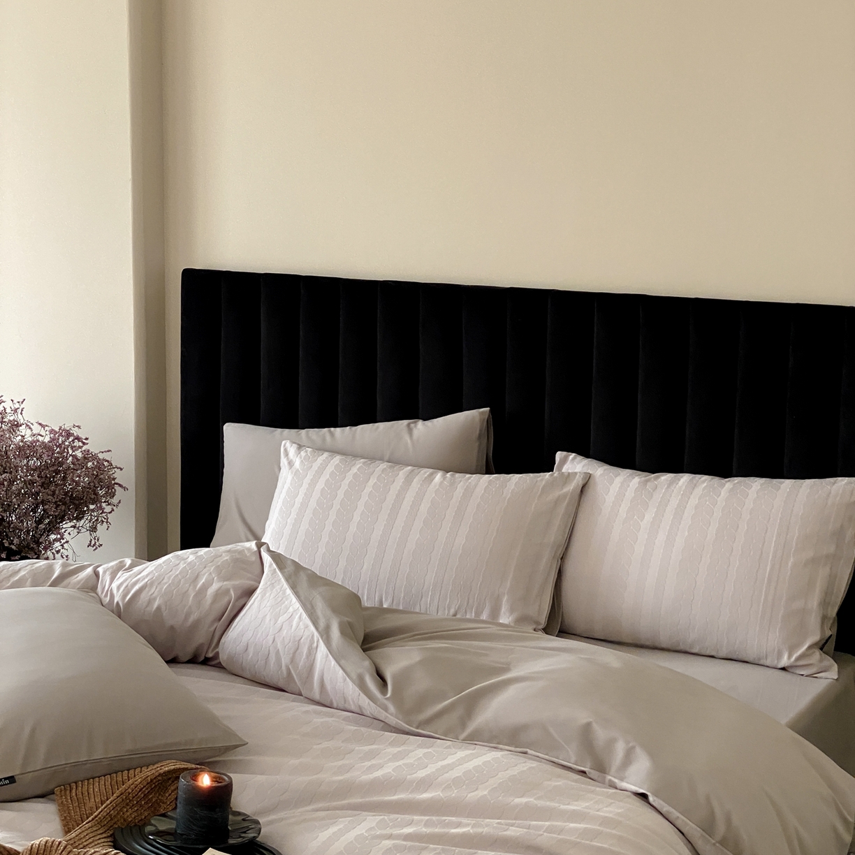 91家纺网 家纺一手货源 找家纺 玉宇阁家居 2025秋冬新品60s色织全棉纯棉磨毛大提花四件套-简约款 云与海