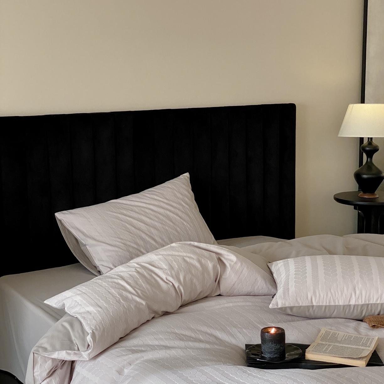 91家纺网 家纺一手货源 找家纺 玉宇阁家居 2025秋冬新品60s色织全棉纯棉磨毛大提花四件套-简约款 云与海