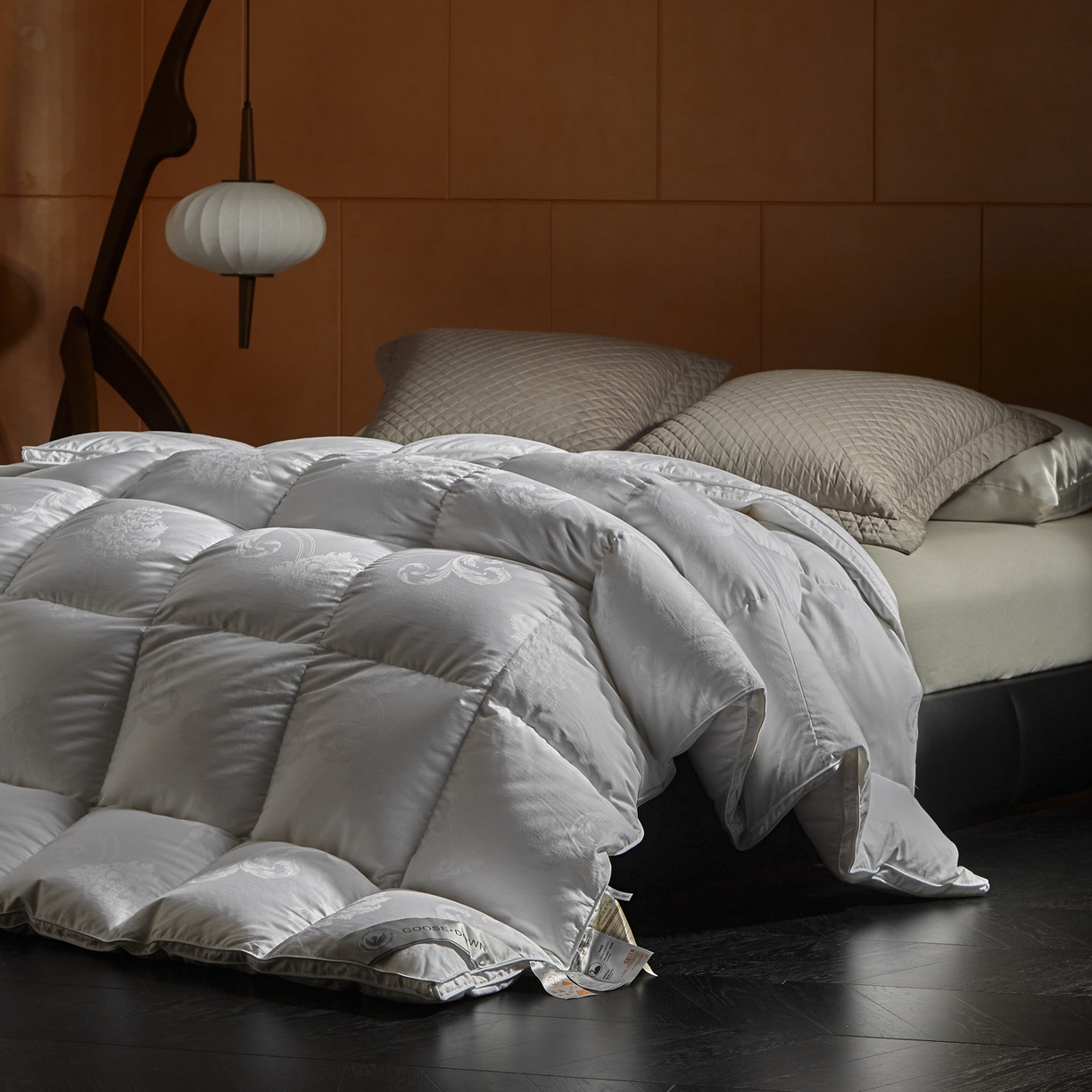 91家纺网 家纺一手货源 找家纺 （总）暖羽屋羽绒馆 2025新款带质检报告 95白鹅绒60s提花纯棉羽绒被子 双层加厚冬被