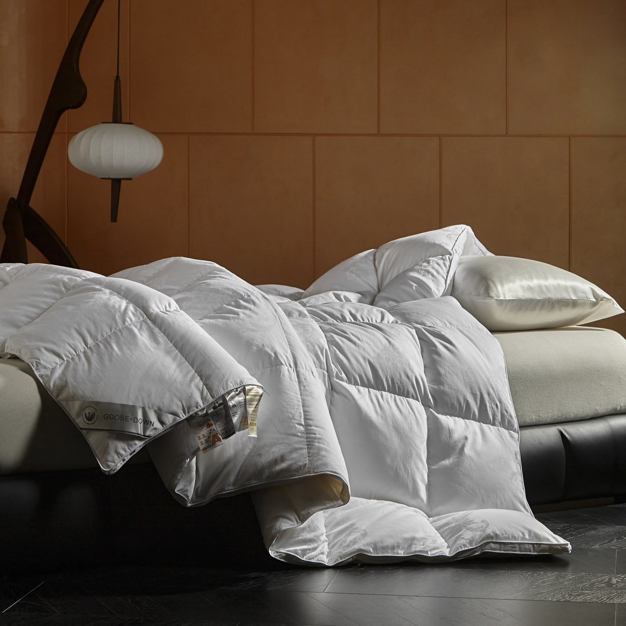 91家纺网 家纺一手货源 找家纺 （总）暖羽屋羽绒馆 2025新款带质检报告 95白鹅绒60s提花纯棉羽绒被子 双层加厚冬被