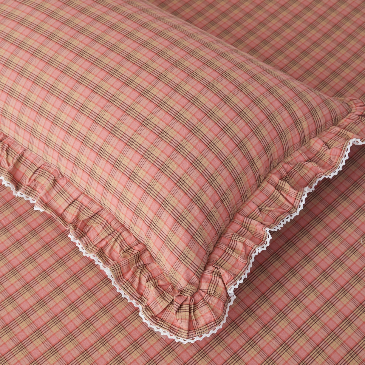 91家纺网 家纺一手货源 找家纺 缦彩2025新款水洗棉枕套 艾米-粉