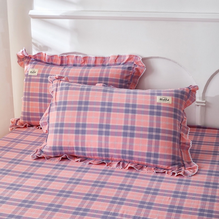 缦彩2025新款水洗棉枕套 扶摇粉