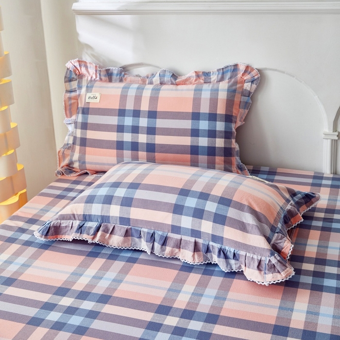 91家纺网 家纺一手货源 找家纺 缦彩2025新款水洗棉枕套 欧风粉