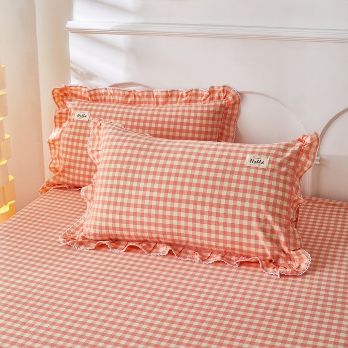 缦彩2025新款水洗棉枕套 深情桔
