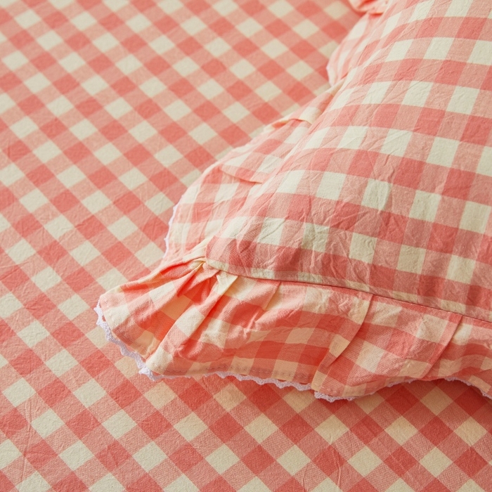 91家纺网 家纺一手货源 找家纺 缦彩2025新款水洗棉枕套 深情桔