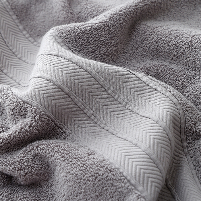 91家纺网 家纺一手货源 找家纺 朴尔家纺-毛巾被 2025新款32股全棉纯棉精织缎档维斯克加厚加大浴巾 维斯克加厚加大浴巾-大象灰 90x180cm浴巾