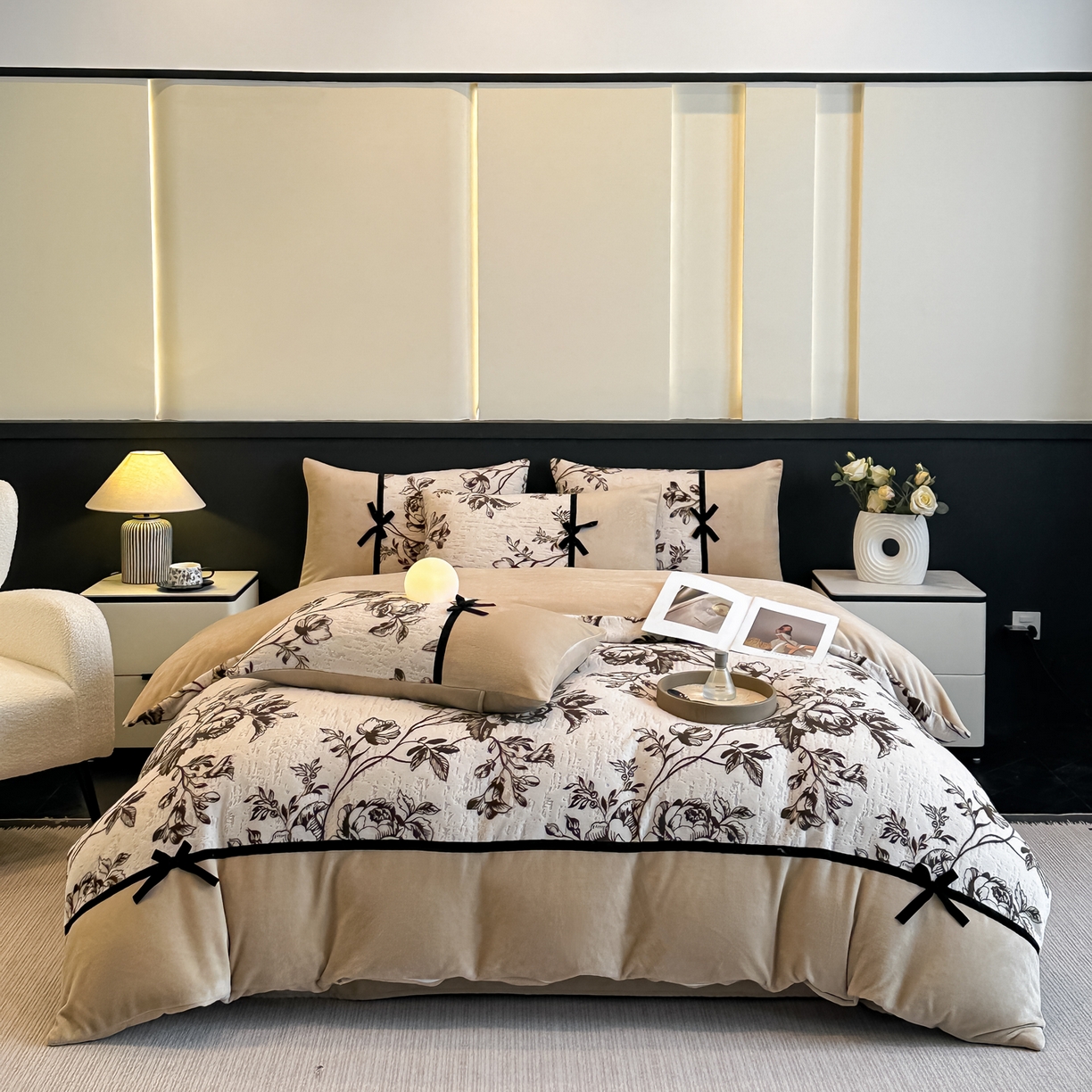 凯美家居 2025新款A类雕花牛奶绒四件套-美拉德系列 芷岸澜庭