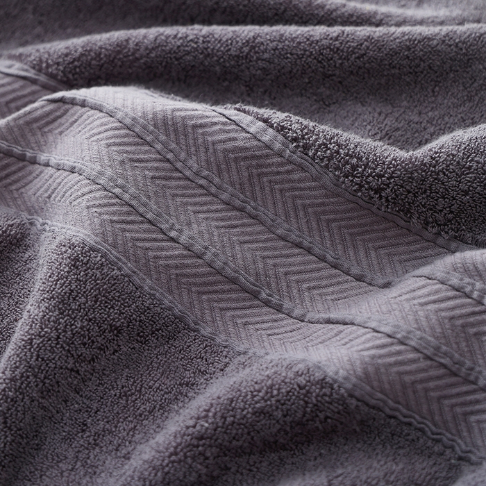 91家纺网 家纺一手货源 找家纺 朴尔家纺-毛巾被 2025新款32股全棉纯棉精织缎档维斯克加厚加大浴巾 维斯克加厚加大浴巾-静夜灰 90x180cm浴巾