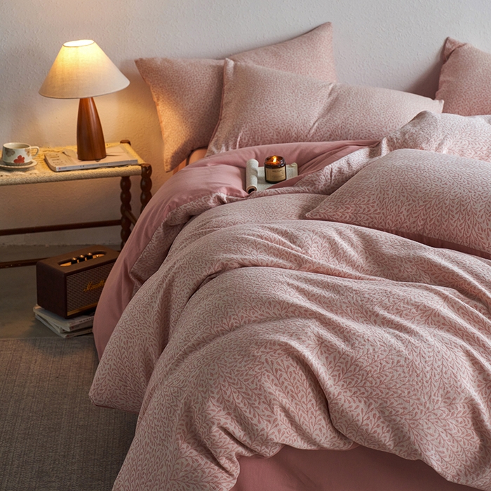 91家纺网 家纺一手货源 找家纺 （总）千朵森 2025新款全棉纯棉色织提花磨毛四件套-秋思