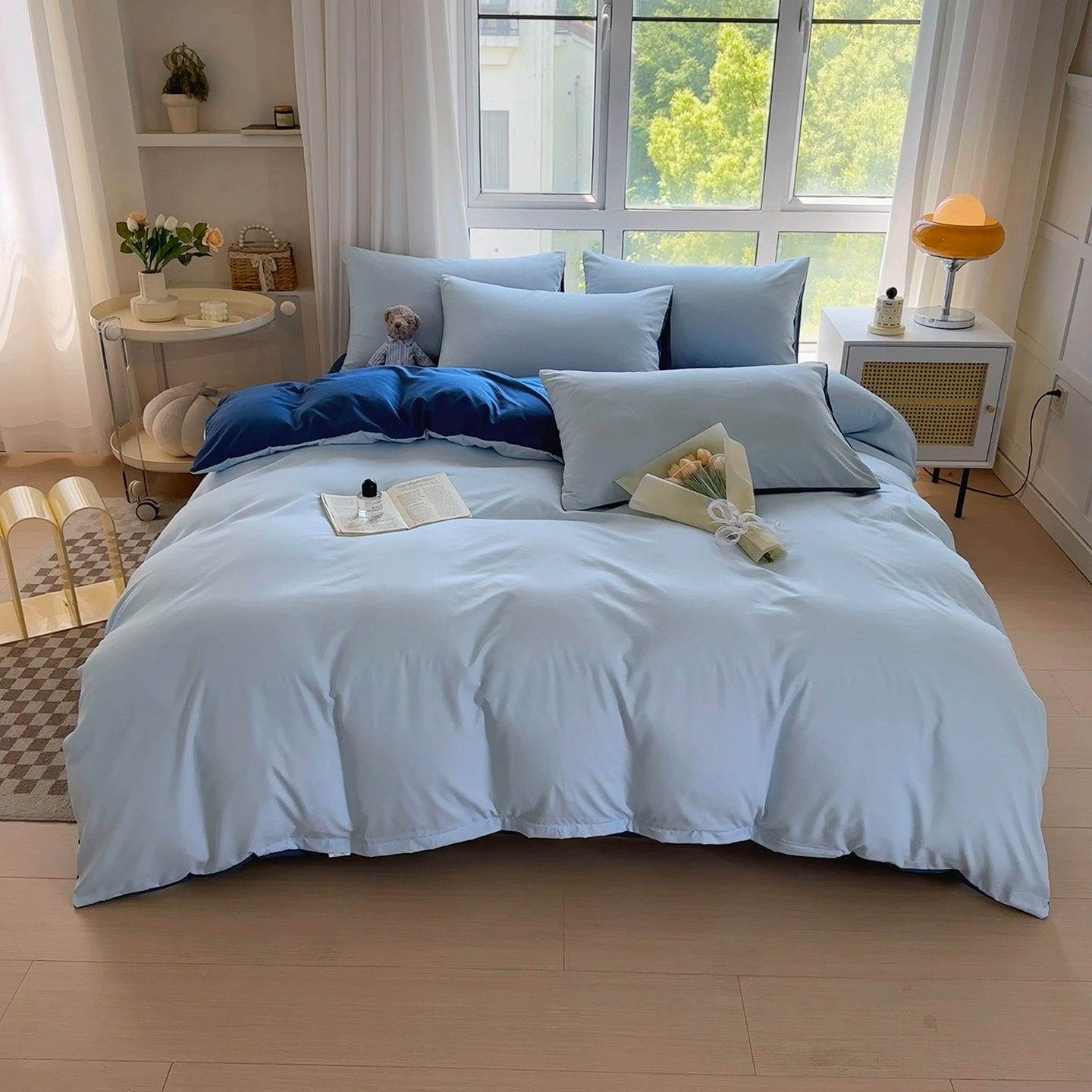 91家纺网 家纺一手货源 找家纺 （总）赫然家纺 2025新款纯色磨毛系列床笠款四件套