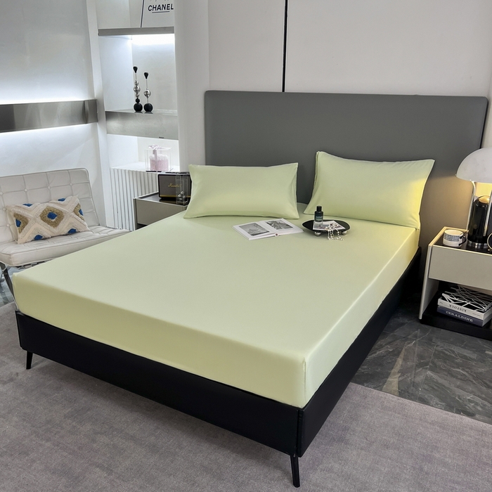 91家纺网 家纺一手货源 找家纺 赫然家纺 2026新款纯色磨毛系列床笠款四件套 薄荷绿